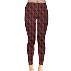 Black And Red Quilted Design Leggings 