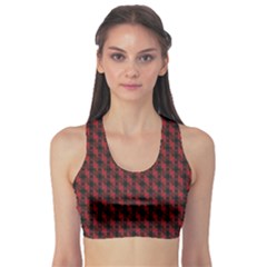 Black And Red Quilted Design Sports Bra