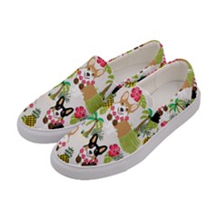 Hula Corgis Fabric Women s Canvas Slip Ons