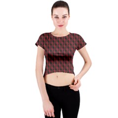 Black And Red Quilted Design Crew Neck Crop Top