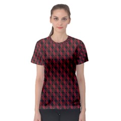 Black And Red Quilted Design Women s Sport Mesh Tee