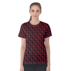 Black And Red Quilted Design Women s Cotton Tee