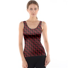 Black And Red Quilted Design Tank Top