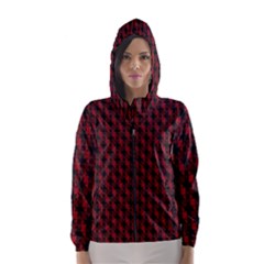 Black And Red Quilted Design Hooded Wind Breaker (Women)