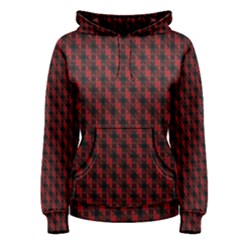 Black And Red Quilted Design Women s Pullover Hoodie