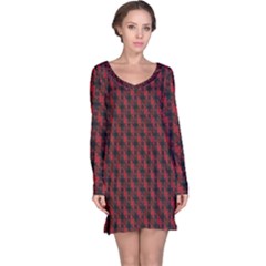 Black And Red Quilted Design Long Sleeve Nightdress