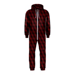 Black And Red Quilted Design Hooded Jumpsuit (Kids)