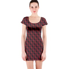 Black And Red Quilted Design Short Sleeve Bodycon Dress