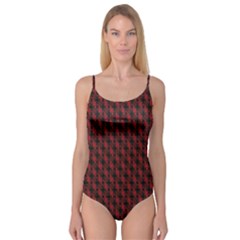 Black And Red Quilted Design Camisole Leotard 