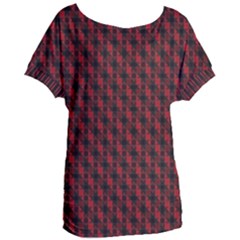 Black And Red Quilted Design Women s Oversized Tee