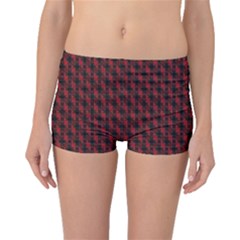 Black And Red Quilted Design Boyleg Bikini Bottoms