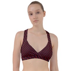 Black And Red Quilted Design Sweetheart Sports Bra