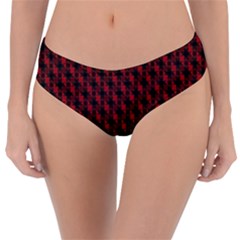 Black And Red Quilted Design Reversible Classic Bikini Bottoms