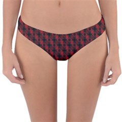 Black And Red Quilted Design Reversible Hipster Bikini Bottoms