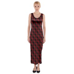 Black And Red Quilted Design Fitted Maxi Dress