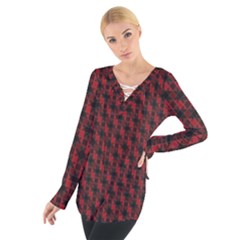 Black And Red Quilted Design Tie Up Tee