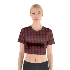 Black And Red Quilted Design Cotton Crop Top