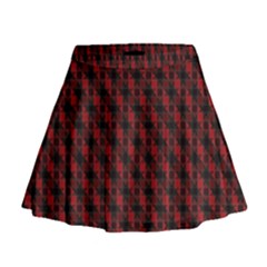 Black And Red Quilted Design Mini Flare Skirt