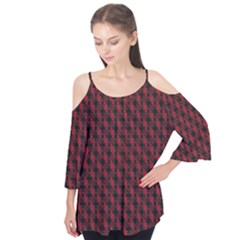 Black And Red Quilted Design Flutter Tees