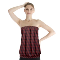 Black And Red Quilted Design Strapless Top