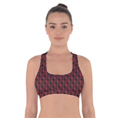 Black And Red Quilted Design Cross Back Sports Bra