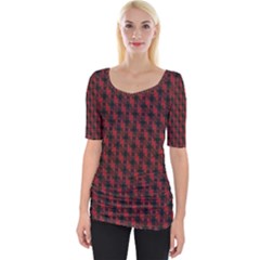 Black And Red Quilted Design Wide Neckline Tee