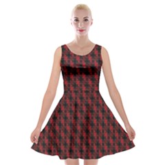 Black And Red Quilted Design Velvet Skater Dress