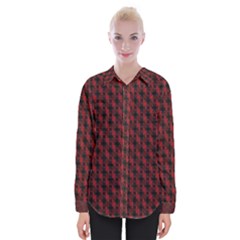 Black And Red Quilted Design Womens Long Sleeve Shirt