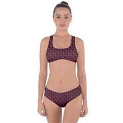 Black And Red Quilted Design Criss Cross Bikini Set