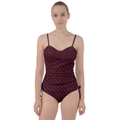 Black And Red Quilted Design Sweetheart Tankini Set