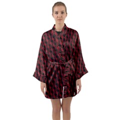 Black And Red Quilted Design Long Sleeve Kimono Robe