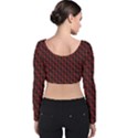 Black And Red Quilted Design Velvet Long Sleeve Crop Top View2