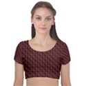 Black And Red Quilted Design Velvet Short Sleeve Crop Top  View1