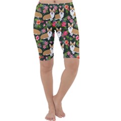 Welsh Corgi Hawaiian Pattern Florals Tropical Summer Dog Cropped Leggings  by Celenk