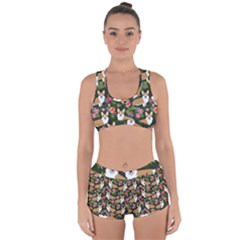 Welsh Corgi Hawaiian Pattern Florals Tropical Summer Dog Racerback Boyleg Bikini Set