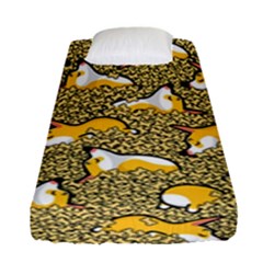 Sleeping Corgi Fitted Sheet (single Size) by Celenk