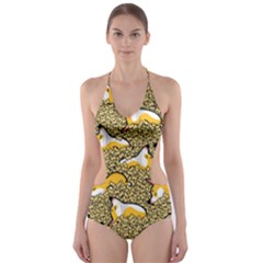 Sleeping Corgi Cut-out One Piece Swimsuit by Celenk