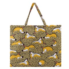 Sleeping Corgi Zipper Large Tote Bag by Celenk