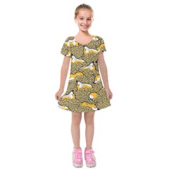 Sleeping Corgi Kids  Short Sleeve Velvet Dress by Celenk