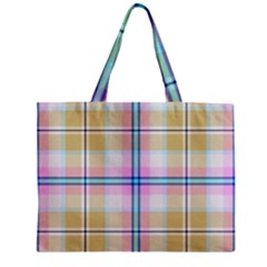 Pink And Yellow Plaid Zipper Mini Tote Bag by allthingseveryone