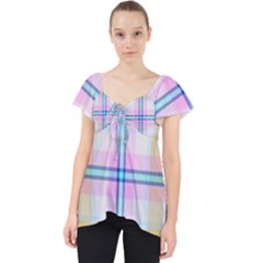 Pink And Yellow Plaid Lace Front Dolly Top