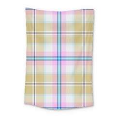 Pink And Yellow Plaid Small Tapestry by allthingseveryone