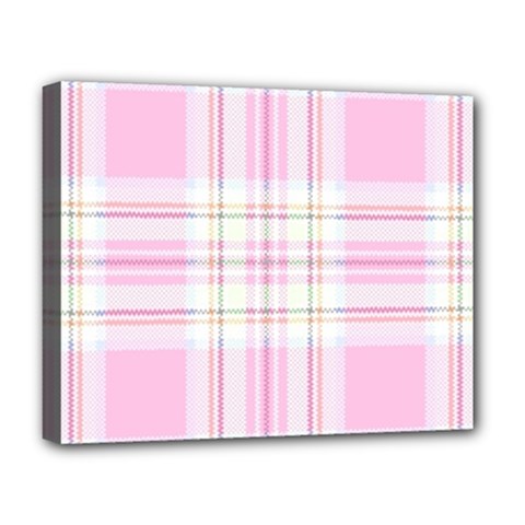 Pink Pastel Plaid Deluxe Canvas 20  X 16   by allthingseveryone