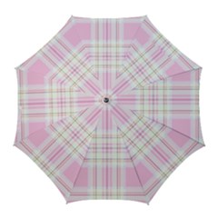 Pink Pastel Plaid Golf Umbrellas by allthingseveryone