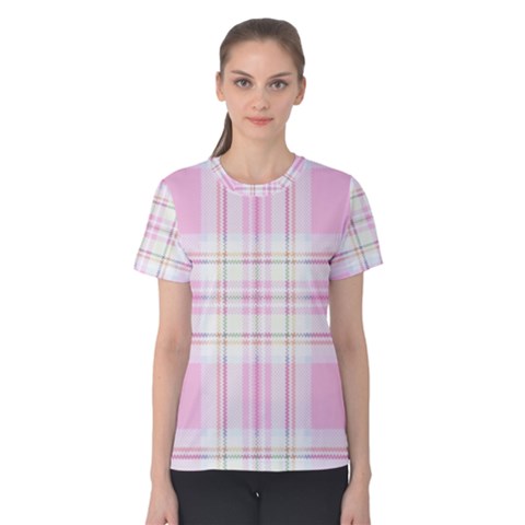 Pink Pastel Plaid Women s Cotton Tee by allthingseveryone