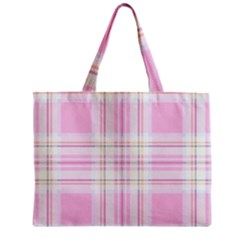 Pink Pastel Plaid Zipper Mini Tote Bag by allthingseveryone