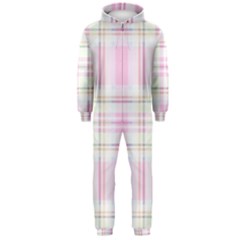 Pink Pastel Plaid Hooded Jumpsuit (men)  by allthingseveryone