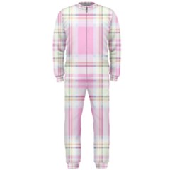 Pink Pastel Plaid Onepiece Jumpsuit (men)  by allthingseveryone