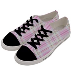 Pink Pastel Plaid Men s Low Top Canvas Sneakers