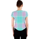 Blue And Pink Pastel Plaid Crew Neck Crop Top View2